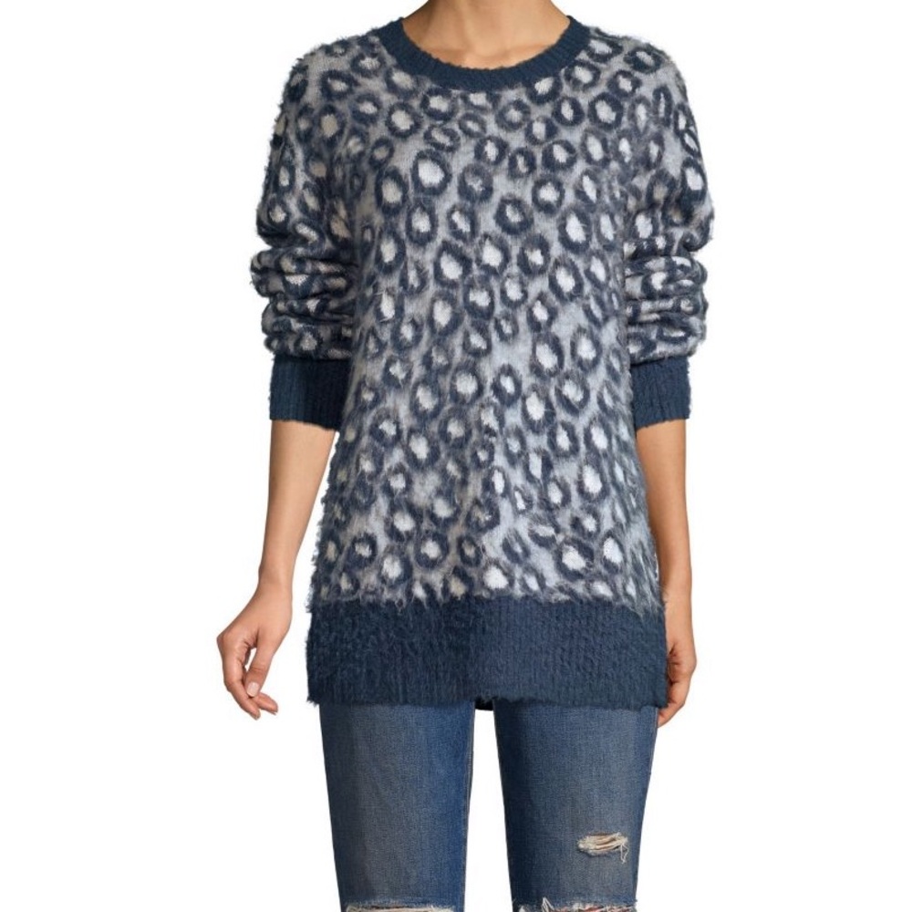 Current/Elliott the Cali pullover crew neck sweater brushed leopard super soft